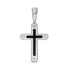Thumbnail Image 1 of 1/5 CT. T.W. Diamond Quartet Double Cross Necklace Charm in 10K White Gold and Black Ceramic