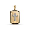 Thumbnail Image 1 of 1/5 CT. T.W. Diamond Cross Frame Dog Tag Necklace Charm in 10K Gold and Black Ceramic
