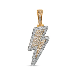 Men's 1 CT. T.W. Diamond Frame Lightning Bold Necklace Charm in 10K Two-Tone Gold