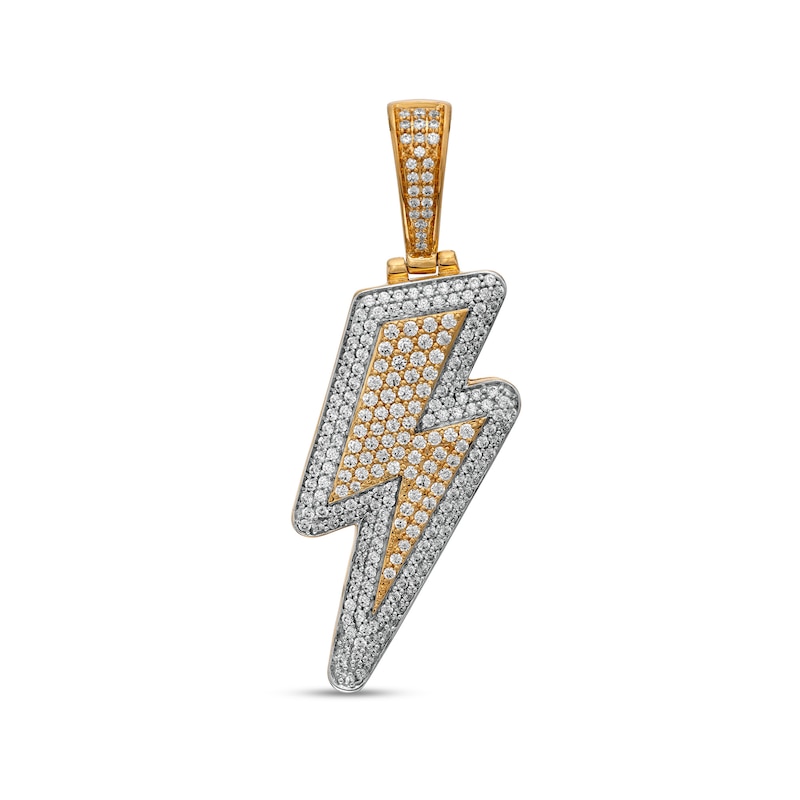 Main Image 1 of Men's 1 CT. T.W. Diamond Frame Lightning Bold Necklace Charm in 10K Two-Tone Gold