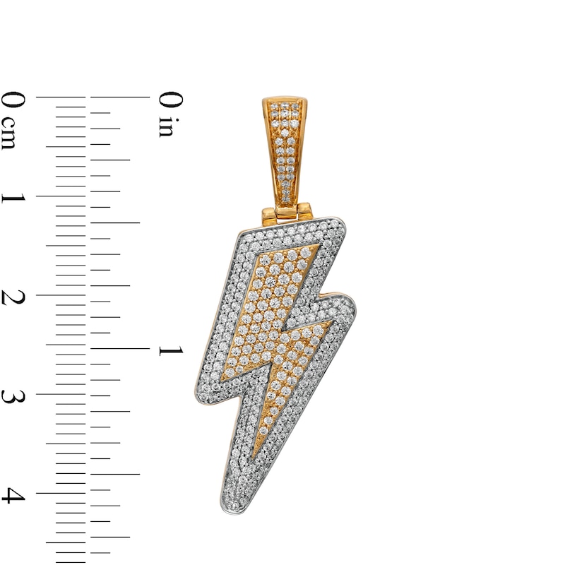 Main Image 2 of Men's 1 CT. T.W. Diamond Frame Lightning Bold Necklace Charm in 10K Two-Tone Gold