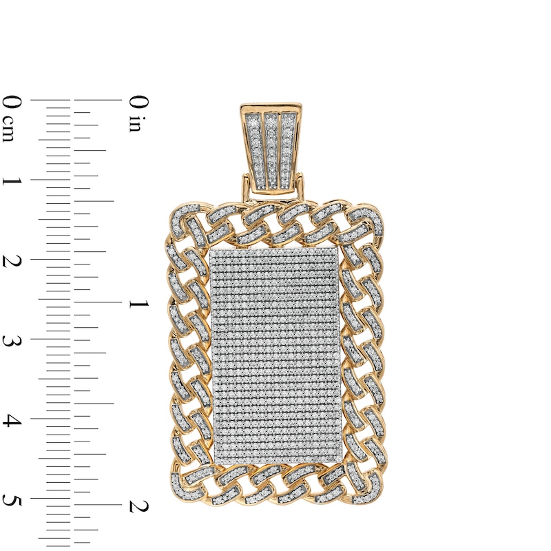 Main Image 2 of Men's 2 CT. T.W. Diamond Curb Chain Link Frame Dog Tag Necklace Charm in 10K Gold