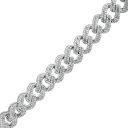 Men's 2-7/8 CT. T.W. Diamond Double Row Curb Chain Link Bracelet in 10K White Gold - 8.5&quot;
