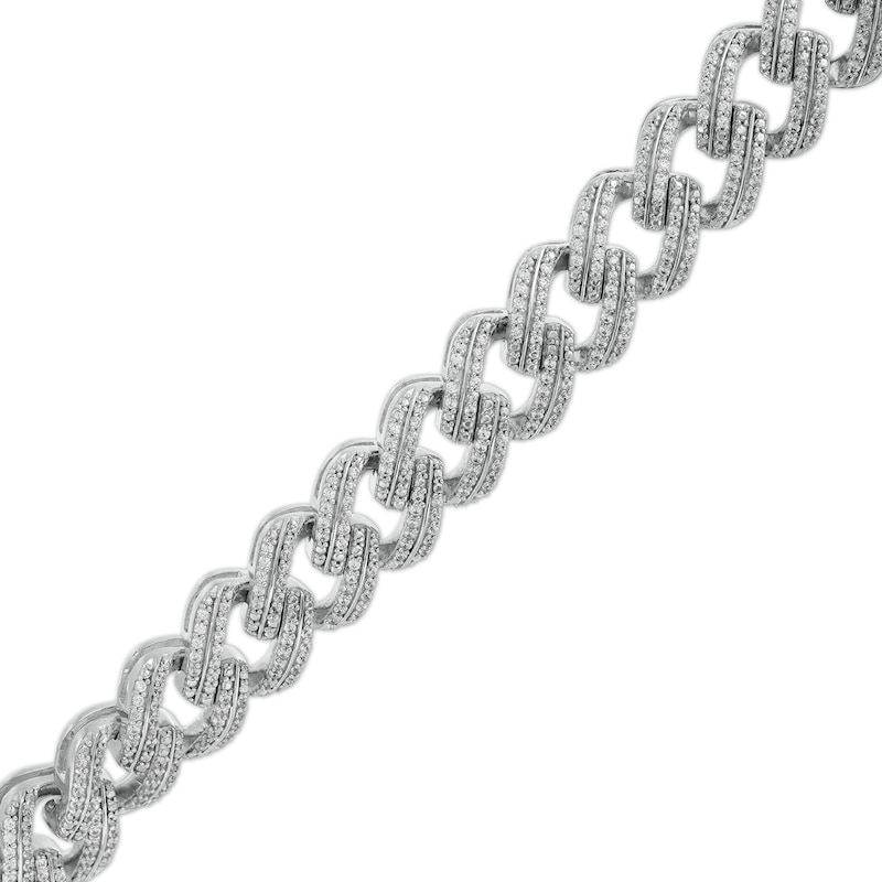 Men's 2-7/8 CT. T.W. Diamond Double Row Curb Chain Link Bracelet in 10K White Gold - 8.5"