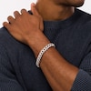 Thumbnail Image 2 of Men's 2-7/8 CT. T.W. Diamond Double Row Curb Chain Link Bracelet in 10K White Gold - 8.5"