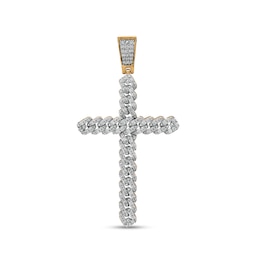 Men's 1 CT. T.W. Diamond Curb Chain Link Cross Necklace Charm in 10K Gold