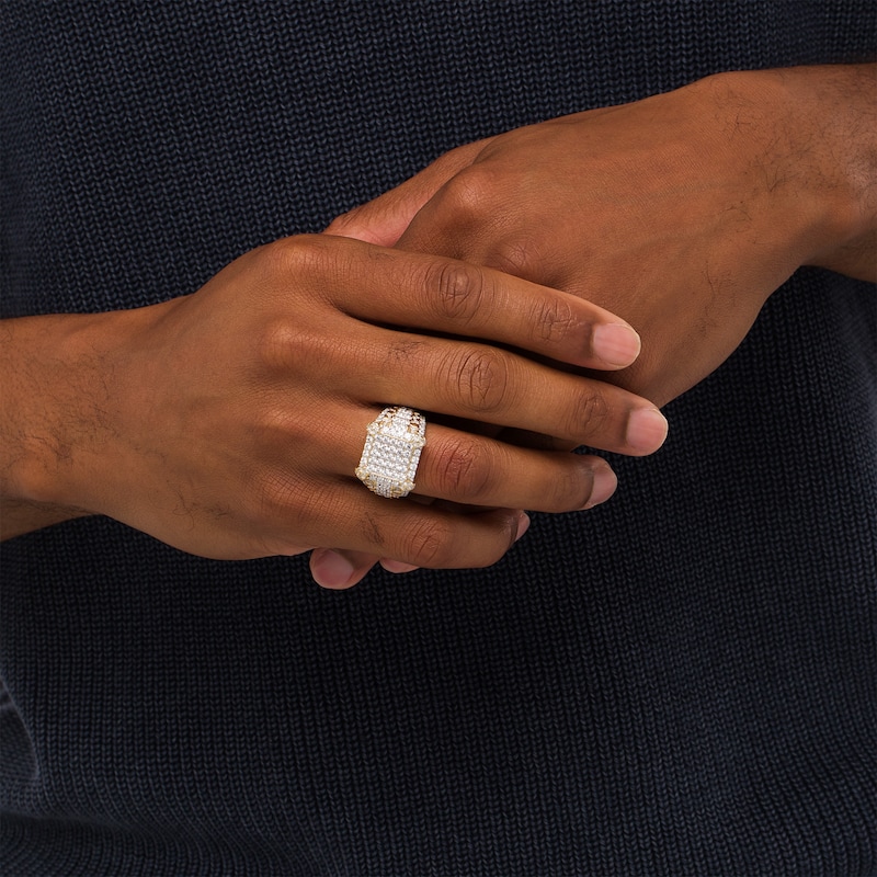 Men's 2-1/2 CT. T.W. Square-Shaped Multi-Diamond Bold Nugget Ring in 10K Gold