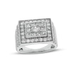 Thumbnail Image 0 of Men's 3 CT. T.W. Princess-Cut and Round Diamond Double Frame Square-Top Layered Collar Ring in 10K White Gold
