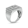 Thumbnail Image 2 of Men's 3 CT. T.W. Princess-Cut and Round Diamond Double Frame Square-Top Layered Collar Ring in 10K White Gold