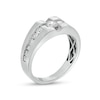 Thumbnail Image 2 of Men's 1 CT. T.W. Diamond Square-Top center Groove Ring in 10K White Gold