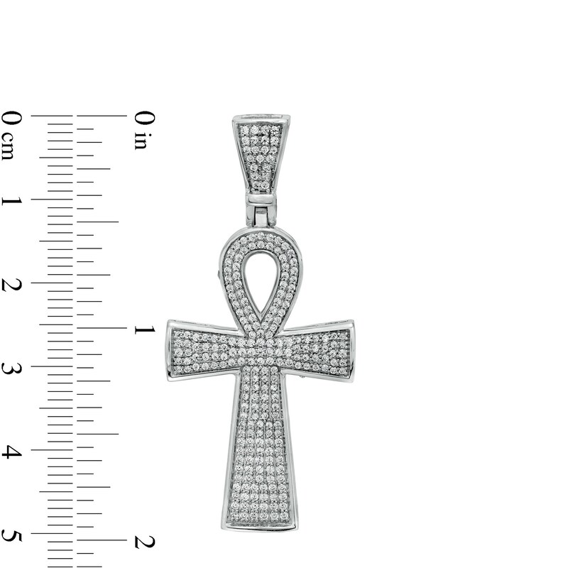 Main Image 2 of Men's 1 CT. T.W. Diamond Ankh Necklace Charm in 10K White Gold