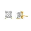 Thumbnail Image 0 of Men's 1/3 CT. T.W. Square-Shaped Multi-Diamond Concave Stud Earrings in 10K Gold