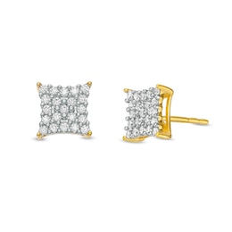 Men's 1/3 CT. T.W. Square-Shaped Multi-Diamond Concave Stud Earrings in 10K Gold