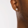 Thumbnail Image 1 of Men's 1/3 CT. T.W. Square-Shaped Multi-Diamond Concave Stud Earrings in 10K Gold