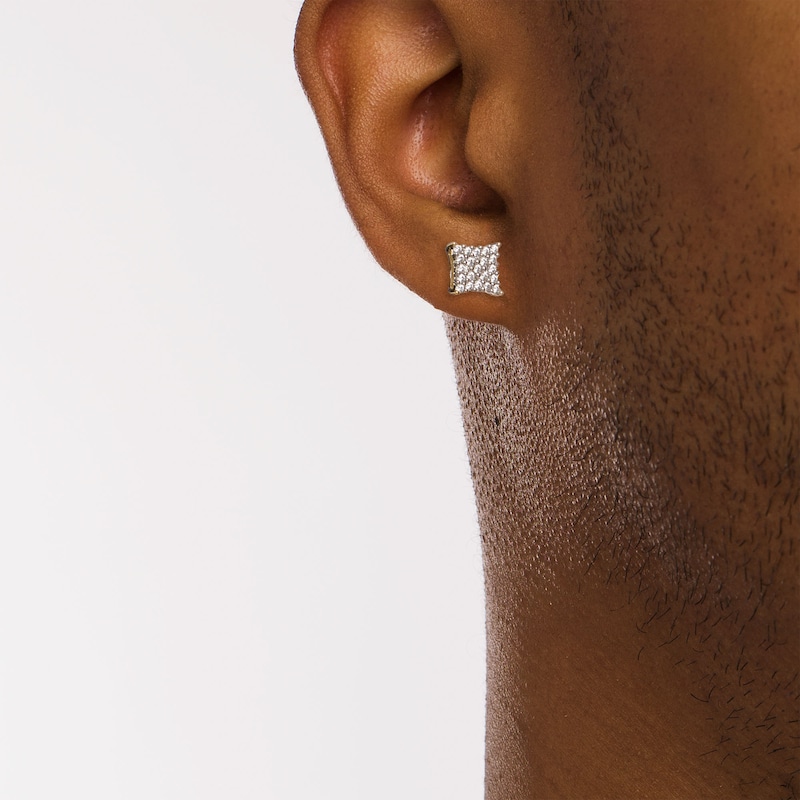 Men's 1/3 CT. T.W. Square Composite Diamond Concave Stud Earrings in 10K Gold