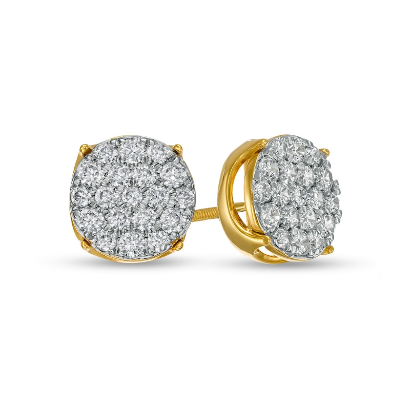Main Image 1 of Men's 1 CT. T.W. Multi-Diamond Stud Earrings in 10K Gold
