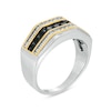 Thumbnail Image 3 of Men's 1 CT. T.W. Black Enhanced and White Diamond Triple Row Angle Bolt Ring in 10K Two-Tone Gold