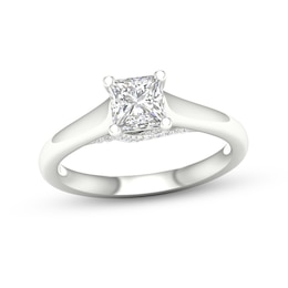 Trouvaille Collection 1 CT. T.W. DeBeers®-Graded Princess-Cut Diamond Solitaire Engagement Ring in Platinum (F/I1)
