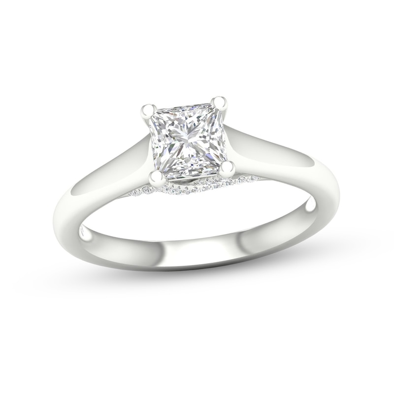 Main Image 1 of Trouvaille Collection 1 CT. T.W. DeBeers®-Graded Princess-Cut Diamond Solitaire Engagement Ring in Platinum (F/I1)