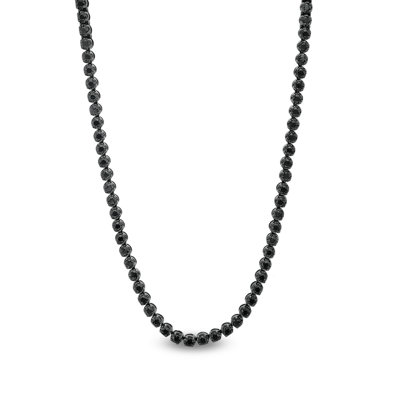 Main Image 1 of Men's 10 CT. T.W. Black Enhanced Diamond Tennis Necklace in Sterling Silver with Black Rhodium - 20"
