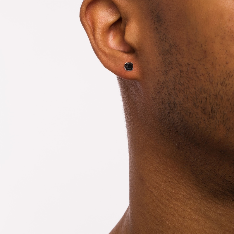 Main Image 2 of Vera Wang Men 1 CT. T.W. Black Diamond Solitaire Stud Earrings in Sterling Silver with Black Ruthenium