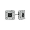 Thumbnail Image 0 of Men's 1/3 CT. T.W. Quad Black Enhanced and White Diamond Frame Three-Dimensional Stud Earrings in 10K White Gold