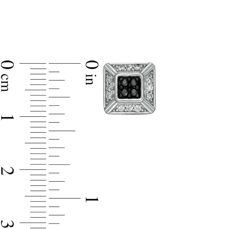 Men's 1/3 CT. T.W. Quad Black Enhanced and White Diamond Frame Three-Dimensional Stud Earrings in 10K White Gold