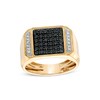 Thumbnail Image 0 of Men's 3/4 CT. T.W. Square Composite Black Enhanced and White Diamond Geometric Collar Ring in 10K Gold