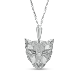 Men's 1 CT. T.W. Diamond Geometrical Panther Pendant in 10K White Gold - 22"