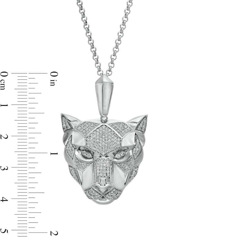 Main Image 3 of Men's 1 CT. T.W. Diamond Geometrical Panther Pendant in 10K White Gold - 22"