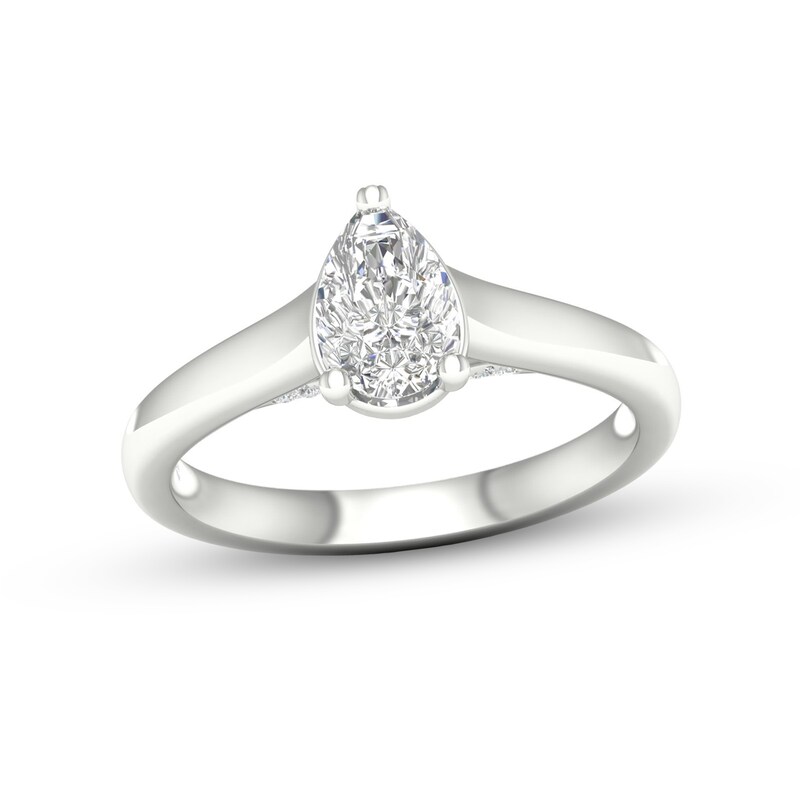 Trouvaille Collection 1 CT. T.W. DeBeers®-Graded Pear-Shaped Diamond Solitaire Engagement Ring in Platinum (F/I1)