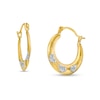 Thumbnail Image 1 of Child's Diamond-Cut Heart Trio Graduated Tube Hoop Earrings in 14K Two-Tone Gold