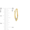 Thumbnail Image 3 of Child's Diamond-Cut Heart Trio Graduated Tube Hoop Earrings in 14K Two-Tone Gold