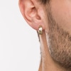 Men's 1/20 CT. T.W. Diamond Slant Triple Groove Hoop Earrings in 10K Gold and Black Ceramic