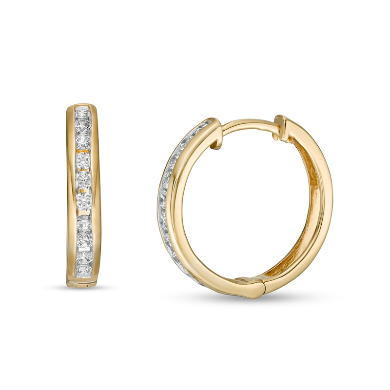 Main Image 1 of Men's 1/2 CT. T.W. Diamond Hoop Earrings in 10K Gold