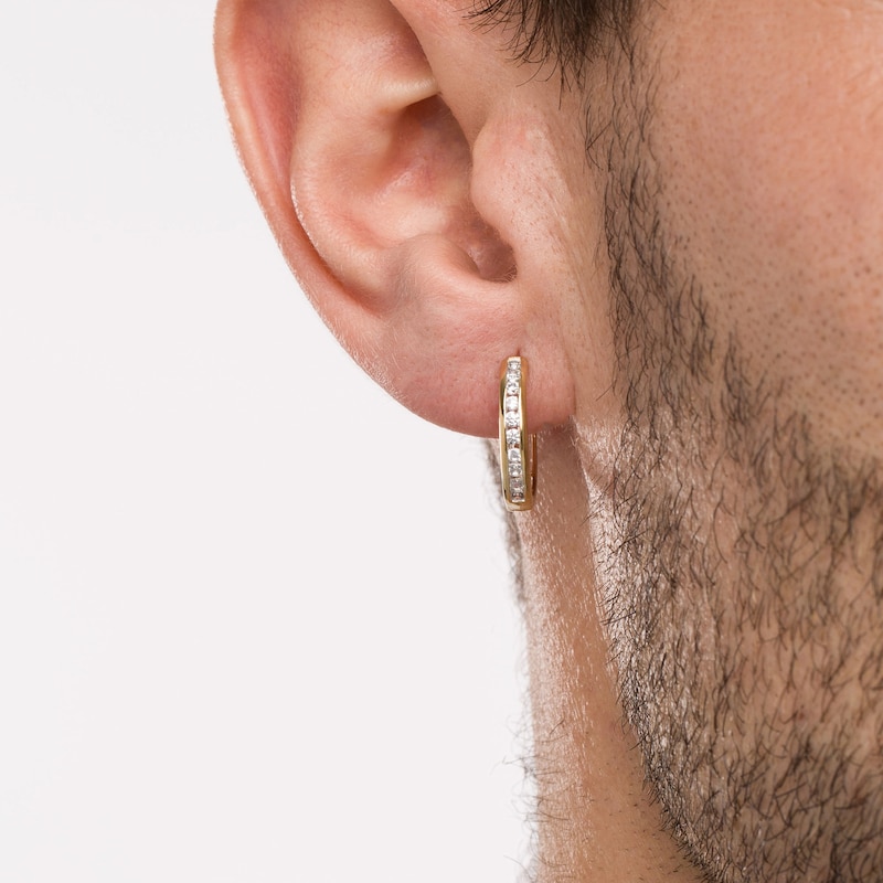 Men's 1/2 CT. T.W. Diamond Hoop Earrings in 10K Gold