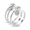 Thumbnail Image 1 of Oval Aquamarine Quartet with Bead Frame Bypass Orbit Wrap Ring in Sterling Silver