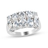 Thumbnail Image 1 of Oval Aquamarine Double Row Ring in Sterling Silver