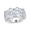 Thumbnail Image 1 of Aquamarine and White Zircon Border Cluster Ring in Sterling Silver