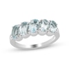 Thumbnail Image 0 of Oval Aquamarine Slant Five Stone Ring in Sterling Silver