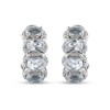 Thumbnail Image 1 of Sideways Oval Aquamarine and White Zircon Framed Four Stone Hoop Earrings in Sterling Silver