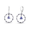 Thumbnail Image 0 of Trillion-Cut Tanzanite Dangle with Marquise and Round Iolite Beaded "S" Open Circle Drop Earrings in Sterling Silver