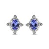 Thumbnail Image 0 of Oval Tanzanite and White Zircon Frame Vintage-Style Compass Stud Earrings in Sterling Silver