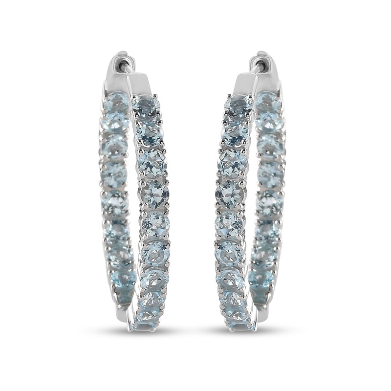 4.0mm Aquamarine Inside-Out Hoop Earrings in Sterling Silver