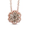 Thumbnail Image 1 of 1/3 CT. T.W. Champagne Diamond Beaded Frame Flower Pendant in Sterling Silver with 18K Rose Gold Plate – 20"
