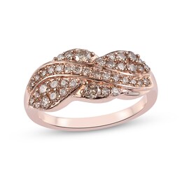 3/4 CT. T.W. Champagne Diamond Infinity Braid Twist Band in Sterling Silver with 18K Rose Gold Plate