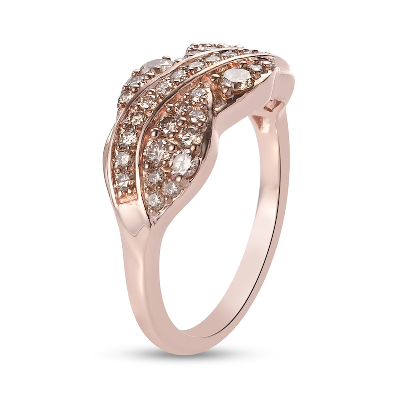 Main Image 2 of 3/4 CT. T.W. Champagne Diamond Infinity Braid Twist Band in Sterling Silver with 18K Rose Gold Plate