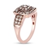 Thumbnail Image 2 of 1 CT. T.W. Champagne Multi-Diamond Cushion Frame Double Row Ring in Sterling Silver with 18K Rose Gold Plate