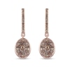 Thumbnail Image 1 of 1-1/6 CT. T.W. Champagne Multi-Diamond Oval Drop Earrings in Sterling Silver with 18K Rose Gold Plate