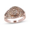 Thumbnail Image 1 of 1 CT. T.W. Champagne Multi-Diamond Swirl Bypass Frame Flower Ring in Sterling Silver with 18K Rose Gold Plate